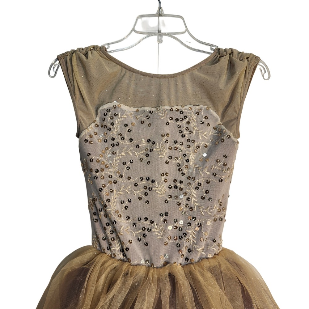 Weissman Gold Purple Sequin Embroidered Tulle Dance Costume Dress SA 12413